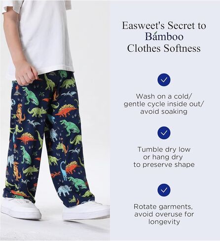 Bamboo Viscose Toddler Boys Wide Leg Pajama Pants Elastic Waist Pajama Bottom with Pockets in Kuwait
