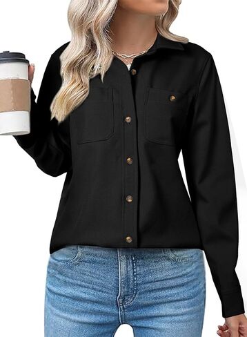 Astylish Womens Jacket Shirts Casual Long Sleeve Button Down Lightweight Fall Fashion Jackets Outfits in Saudi Arabia