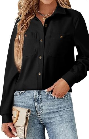 Astylish Womens Jacket Shirts Casual Long Sleeve Button Down Lightweight Fall Fashion Jackets Outfits in Saudi Arabia