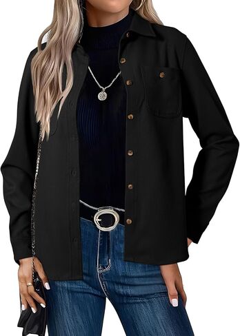 Astylish Womens Jacket Shirts Casual Long Sleeve Button Down Lightweight Fall Fashion Jackets Outfits in Saudi Arabia