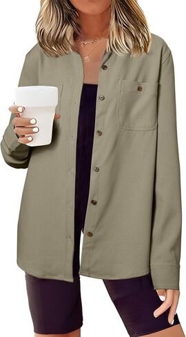 Astylish Womens Jacket Shirts Casual Long Sleeve Button Down Lightweight Fall Fashion Jackets Outfits in Saudi Arabia