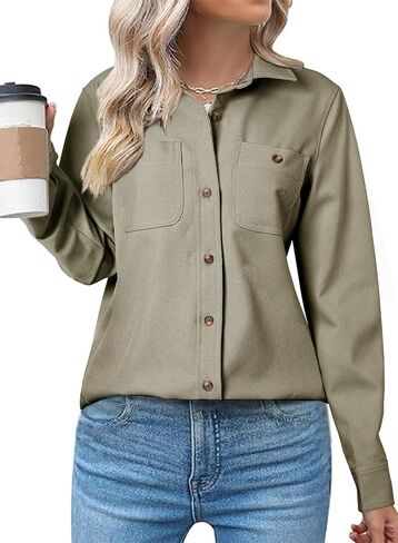 Astylish Womens Jacket Shirts Casual Long Sleeve Button Down Lightweight Fall Fashion Jackets Outfits in Saudi Arabia