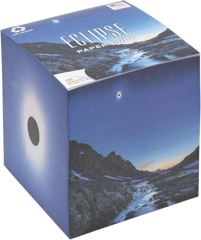 EARTHCUBE (2017 Eclipse Design Blank White 3.5 Inch Note Cube (Not Sticky) Made in USA (Paper US or CAN) 100% Recycled 700 Tear-off Pages (Not Loose) in Saudi Arabia
