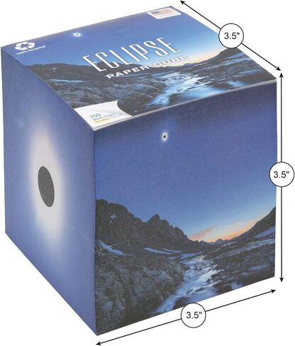 EARTHCUBE (2017 Eclipse Design Blank White 3.5 Inch Note Cube (Not Sticky) Made in USA (Paper US or CAN) 100% Recycled 700 Tear-off Pages (Not Loose) in Saudi Arabia