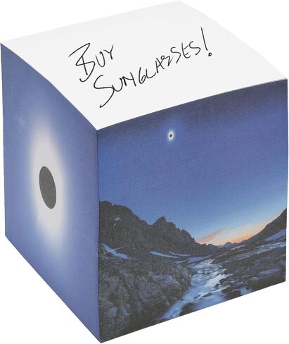 EARTHCUBE (2017 Eclipse Design Blank White 3.5 Inch Note Cube (Not Sticky) Made in USA (Paper US or CAN) 100% Recycled 700 Tear-off Pages (Not Loose) in Saudi Arabia