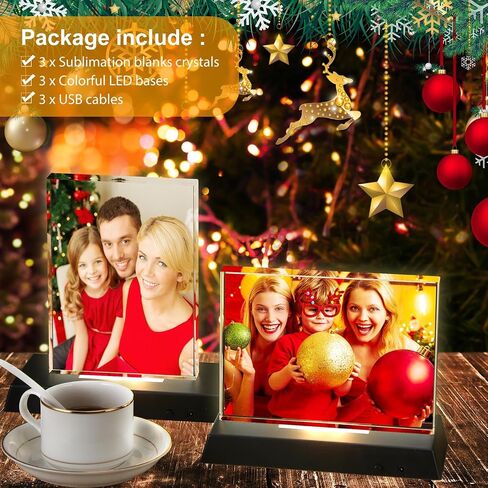 Qunclay 3 Sets Sublimation Crystal Frames LED Base,3.9 x 5.9 In,Black in Kuwait