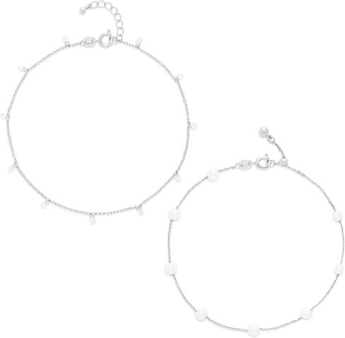 Amazon Essentials Plated Pearl and Cubic Zirconia Dangle Anklet Set in Saudi Arabia