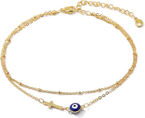 HEYU Ankle bracelets for women girls, anklets for women 18K Gold Plated Beach Dainty Cute Adjustable Size Stainless steel ankle bracelets Personalized Foot chain Summer Jewelry Gifts in Kuwait