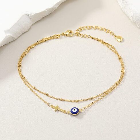 HEYU Ankle bracelets for women girls, anklets for women 18K Gold Plated Beach Dainty Cute Adjustable Size Stainless steel ankle bracelets Personalized Foot chain Summer Jewelry Gifts in Kuwait
