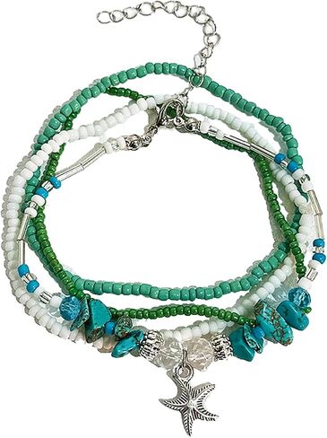 3/4 PCS Seashell Ankle Bracelets for Women Boho Beaded Bracelet Set Handmade Starfish Ankle Bracelet Beach Jewelry Gifts in Saudi Arabia