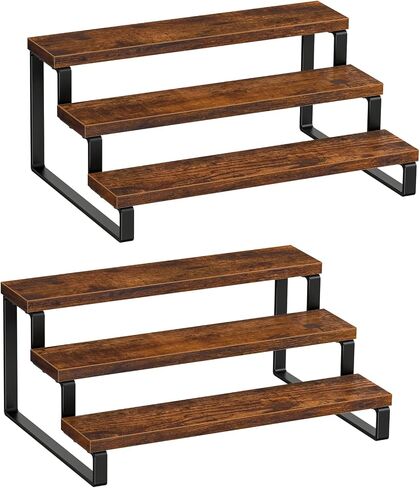 Giikin Set of 2 Wooden Display Stand Riser, 3 Tier Display Stand Perfume Organizer Stand Cupcake Stand Holder, Tiered Display Stand Risers Display Shelf for Home and Shop in Saudi Arabia