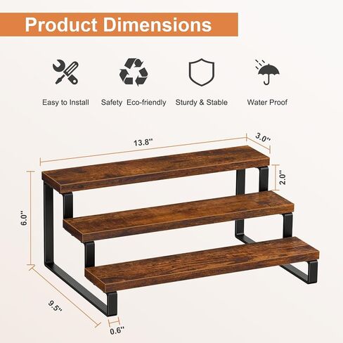 Giikin Set of 2 Wooden Display Stand Riser, 3 Tier Display Stand Perfume Organizer Stand Cupcake Stand Holder, Tiered Display Stand Risers Display Shelf for Home and Shop in Saudi Arabia