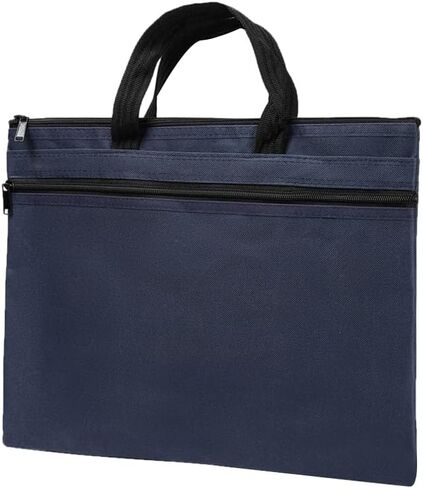 A4 Zipper Document File Bag Pouch with Handle Waterproof Double Pocket Canvas File Storage Bag for Project Office School Foldable File Document Handbag Carrying Bag in Kuwait