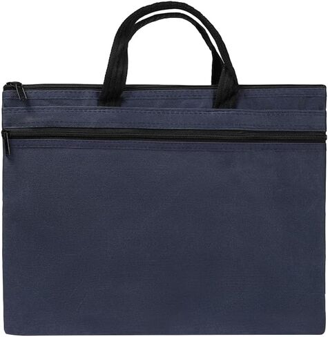 A4 Zipper Document File Bag Pouch with Handle Waterproof Double Pocket Canvas File Storage Bag for Project Office School Foldable File Document Handbag Carrying Bag in Kuwait