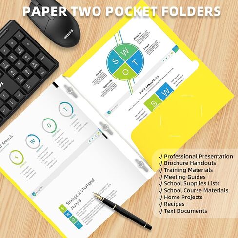CHH Folders with Pockets and Prong,25 Pack Pocket File Folders Letter Size,2 Pocket Folders with Prongs for Home, and Office Business,Back to School Supplies(Black Folders) in Kuwait