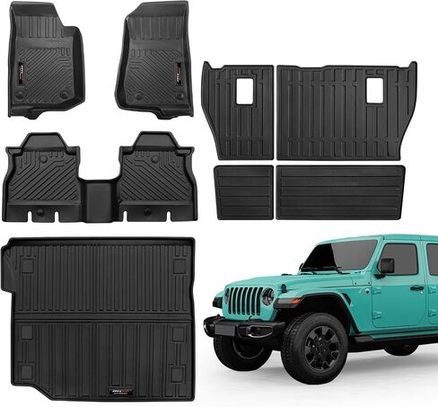All Weather Floor Mats & Cargo Liner for 2007-2018 Jeep Wrangler JK Accessories TPE Rubber Mat (for 2007-2018 Jeep Wrangler JK 4 Door) in Kuwait