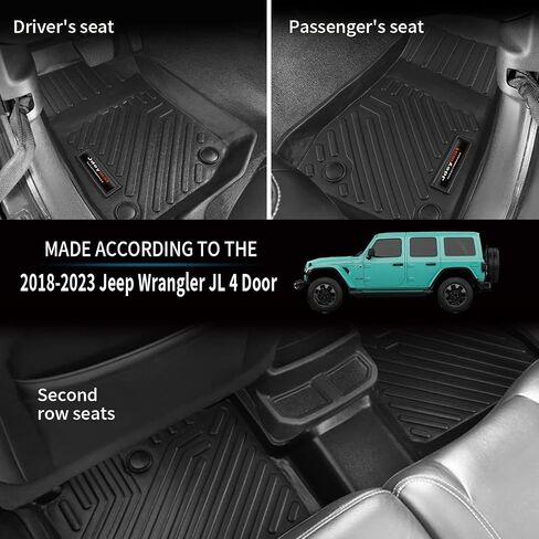All Weather Floor Mats & Cargo Liner for 2007-2018 Jeep Wrangler JK Accessories TPE Rubber Mat (for 2007-2018 Jeep Wrangler JK 4 Door) in Kuwait