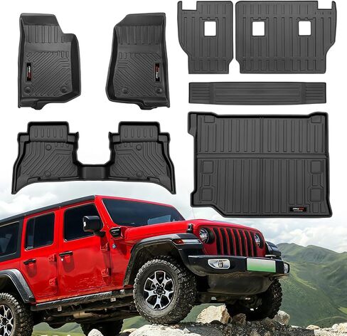 All Weather Floor Mats & Cargo Liner for 2007-2018 Jeep Wrangler JK Accessories TPE Rubber Mat (for 2007-2018 Jeep Wrangler JK 4 Door) in Kuwait