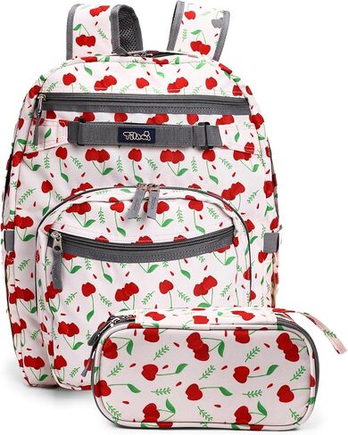 Tilami Basic Backpack with Pouch for Travel, 15 inch Laptop Bag, 2 Padded Compartment, Quick Pouch, 20L Water Resistant Bookbag for Women and Men, Cherry in Saudi Arabia