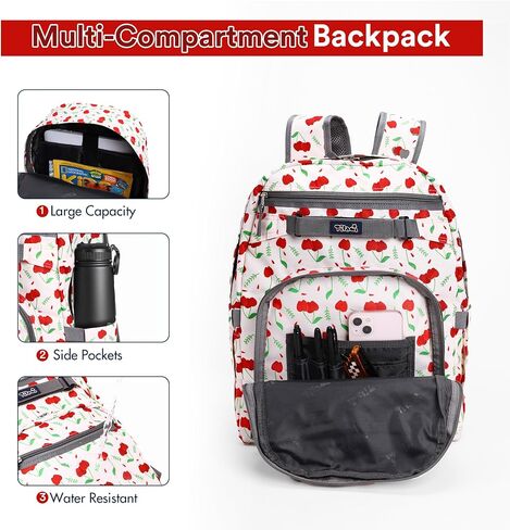 Tilami Basic Backpack with Pouch for Travel, 15 inch Laptop Bag, 2 Padded Compartment, Quick Pouch, 20L Water Resistant Bookbag for Women and Men, Cherry in Saudi Arabia