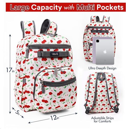 Tilami Basic Backpack with Pouch for Travel, 15 inch Laptop Bag, 2 Padded Compartment, Quick Pouch, 20L Water Resistant Bookbag for Women and Men, Cherry in Saudi Arabia