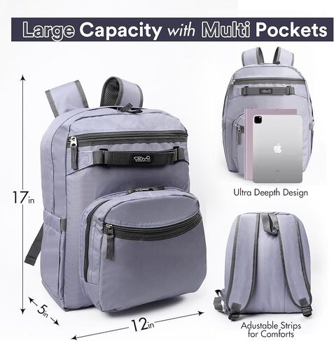 Tilami Basic Backpack with Pouch for Travel, 15 inch Laptop Bag, 2 Padded Compartment, Quick Pouch, 20L Water Resistant Bookbag for Women and Men, Cherry in Kuwait