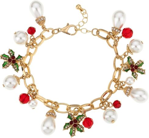 Madison Tyler Christmas Charms Bracelet | Colorful Beaded Charm Snowflakes Snowman Glitter Beads Bracelet | Novelty Xmas Holiday Gifts for Women Girls and Kids in Saudi Arabia