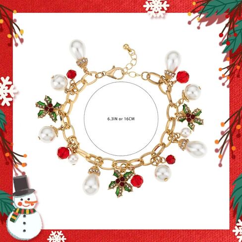 Madison Tyler Christmas Charms Bracelet | Colorful Beaded Charm Snowflakes Snowman Glitter Beads Bracelet | Novelty Xmas Holiday Gifts for Women Girls and Kids in Saudi Arabia