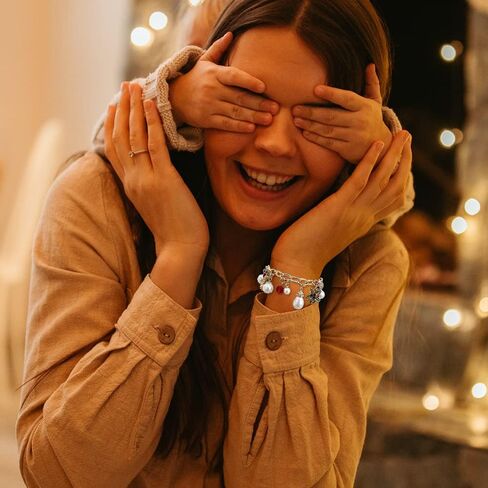 Madison Tyler Christmas Charms Bracelet | Colorful Beaded Charm Snowflakes Snowman Glitter Beads Bracelet | Novelty Xmas Holiday Gifts for Women Girls and Kids in Saudi Arabia