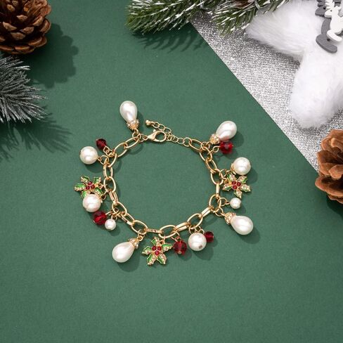 Madison Tyler Christmas Charms Bracelet | Colorful Beaded Charm Snowflakes Snowman Glitter Beads Bracelet | Novelty Xmas Holiday Gifts for Women Girls and Kids in Saudi Arabia