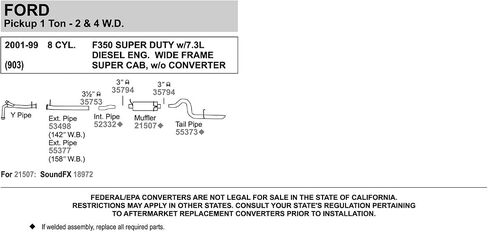 Walker SoundFX 18972 Direct Fit Exhaust Muffler 3" Inlet (ID) 3" Outlet (ID) for Ford F-250 Super Duty in Saudi Arabia