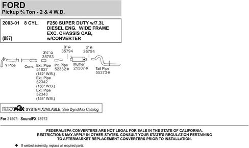 Walker SoundFX 18972 Direct Fit Exhaust Muffler 3" Inlet (ID) 3" Outlet (ID) for Ford F-250 Super Duty in Saudi Arabia