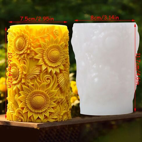 Flower Silicone Molds Sunflower Candle Molds Blooming Flower Candle Moulds Cylinder Soap Mold Resin Casting Mold 3D Round Flower Resin Molds Silicone Mold for DIY Decor Crafts Supplies (Sunflower) in Saudi Arabia