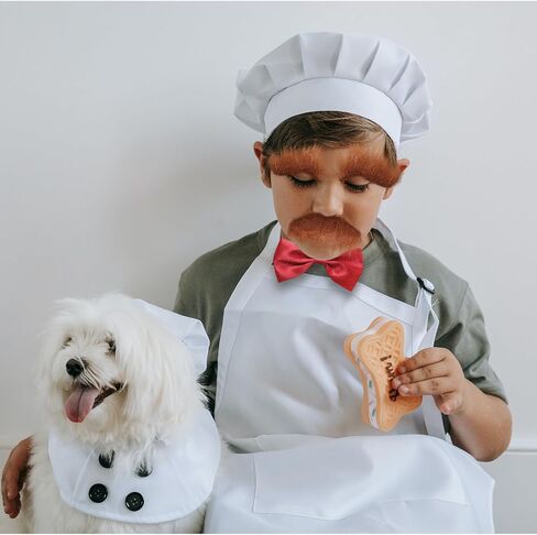 Novelty Swedish Chef Costumes, Chef Hat, Red Bow, Brown Self Adhesive Fake Eyebrows Moustache Kit Cosplay Props in Saudi Arabia