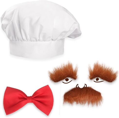 Novelty Swedish Chef Costumes, Chef Hat, Red Bow, Brown Self Adhesive Fake Eyebrows Moustache Kit Cosplay Props in Saudi Arabia