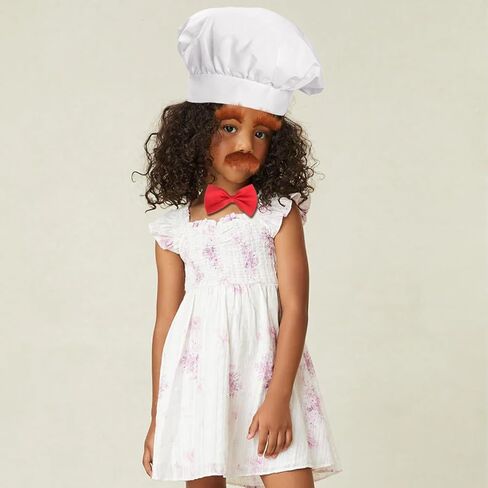 Novelty Swedish Chef Costumes, Chef Hat, Red Bow, Brown Self Adhesive Fake Eyebrows Moustache Kit Cosplay Props in Saudi Arabia