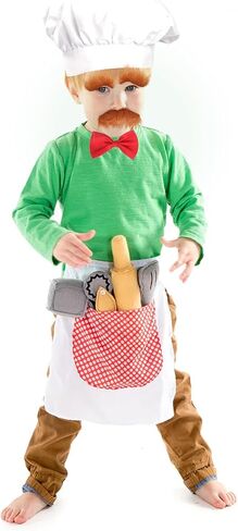 Novelty Swedish Chef Costumes, Chef Hat, Red Bow, Brown Self Adhesive Fake Eyebrows Moustache Kit Cosplay Props in Saudi Arabia