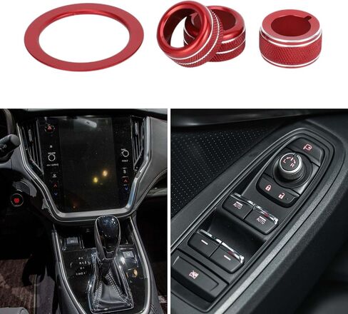 Media Volume Tune Engine Start Mirror Control Switch Knob Cover Ring for Subaru Crosstrek Impreza 2024-2025 Sturdy | Interior Decal Trim Red 4 Pcs in Kuwait