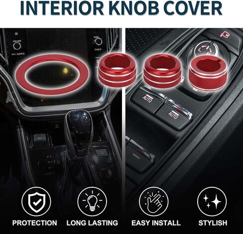 Media Volume Tune Engine Start Mirror Control Switch Knob Cover Ring for Subaru Crosstrek Impreza 2024-2025 Sturdy | Interior Decal Trim Red 4 Pcs in Kuwait