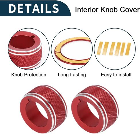Media Volume Tune Engine Start Mirror Control Switch Knob Cover Ring for Subaru Crosstrek Impreza 2024-2025 Sturdy | Interior Decal Trim Red 4 Pcs in Kuwait