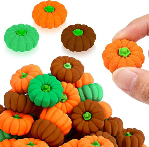 Pumpkin Erasers Bulk Fall Mini 3D Erasers Novelty Party Pencil Eraser for Autumn Thanksgiving Party Favor Teacher Rewards Classroom Gift Goodie Bags Fillers Classroom Prizes(Orange,Red,Green) in Saudi Arabia