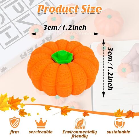 Pumpkin Erasers Bulk Fall Mini 3D Erasers Novelty Party Pencil Eraser for Autumn Thanksgiving Party Favor Teacher Rewards Classroom Gift Goodie Bags Fillers Classroom Prizes(Orange,Red,Green) in Saudi Arabia