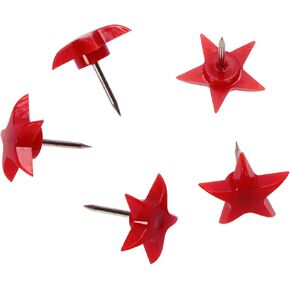 ONLYKXY 100 Pieces Push Pins Tacks, Red Plastic Star Head, Steel Point