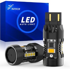 7443 Led Bulbs Switchback Canbus Error Free Amber White Anti Hyper Flash 12V 28W 2000Lumen with Turbo Fan for Turn Signal DRL Parking Lights, Standard Socket, 2Pcs
