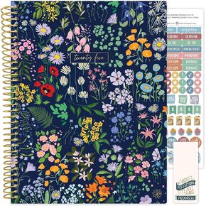 bloom daily planners 2025 Calendar Year Day Planner (January 2025 - December 2025) - 5.5" x 8.25" - Weekly/Monthly Agenda Organizer Book with Stickers & Bookmark - Garden Party, Navy