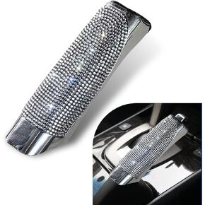 1 PC Bling Car Handbrake Grip Decorative Cover, 4.84" x 1.14" x 0.66" Personalized Rhinestone Shift Gear Protective Cover, Modified Accessories, Suitable for Most Car Models (White)
