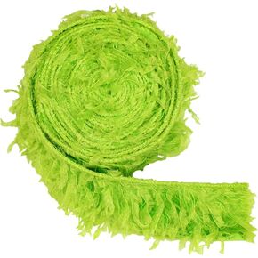XunYee 2" Christmas Furry Ribbon 6 Yards Furry Fabric Gift Wrapping Lime Green Ribbon Fluffy Fuzzy Green Fur Fabric Craft Faux Fur Fabric Trim for Christmas Wreath Bow Making