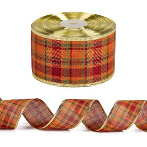 شريط سلكي لعيد الميلاد من WRAPAHOLIC - مقاس 2.5 بوصة × 25 ياردة لكل لفة - شريط مخطط باللونين الأحمر والأبيض - حافة سلكية حمراء