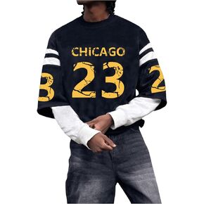 SOLY HUX Men's Color Block Sweatshirt Letter Graphic Print Long Sleeve Crewneck 2 in 1 Pullover Tops
