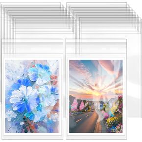 100 Pack 8.5 x 11 Inch Crystal Clear Sleeves Storage Bags, Letter Size Self Sealing Cellophane Bags Resealable Page Protectors Photocard Paper Pocket Comic Magazine Artwork Protectors
